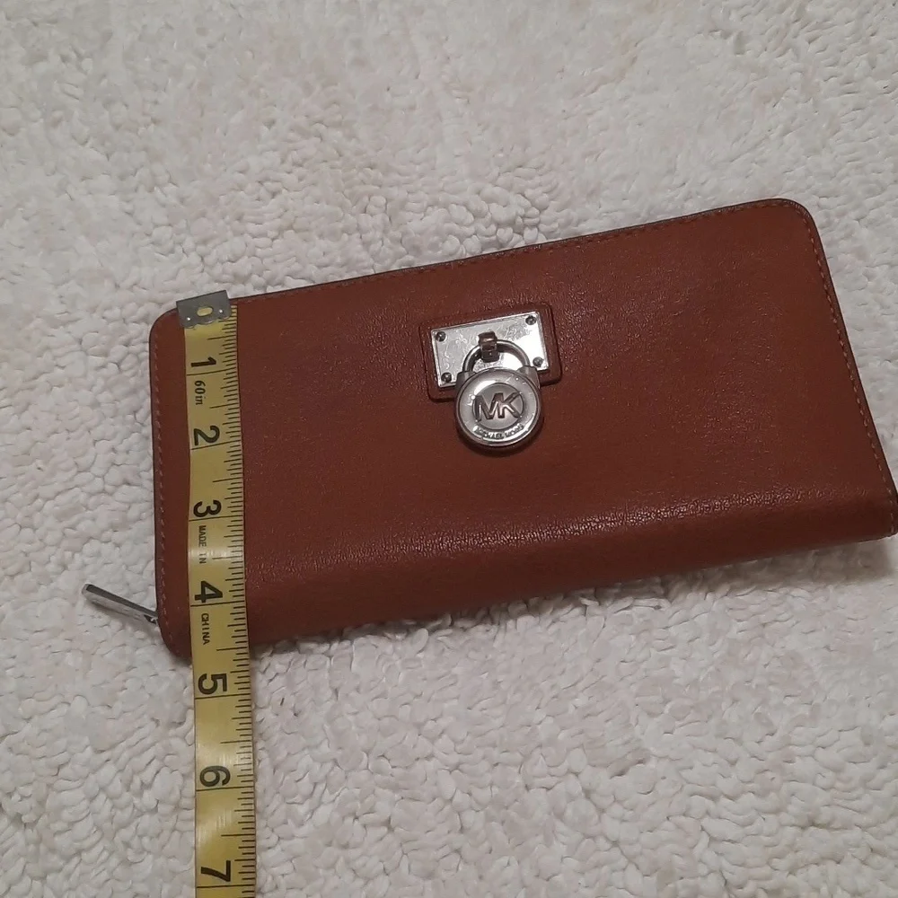 Michael Kors Brown Leather Wallet with Silver Accent